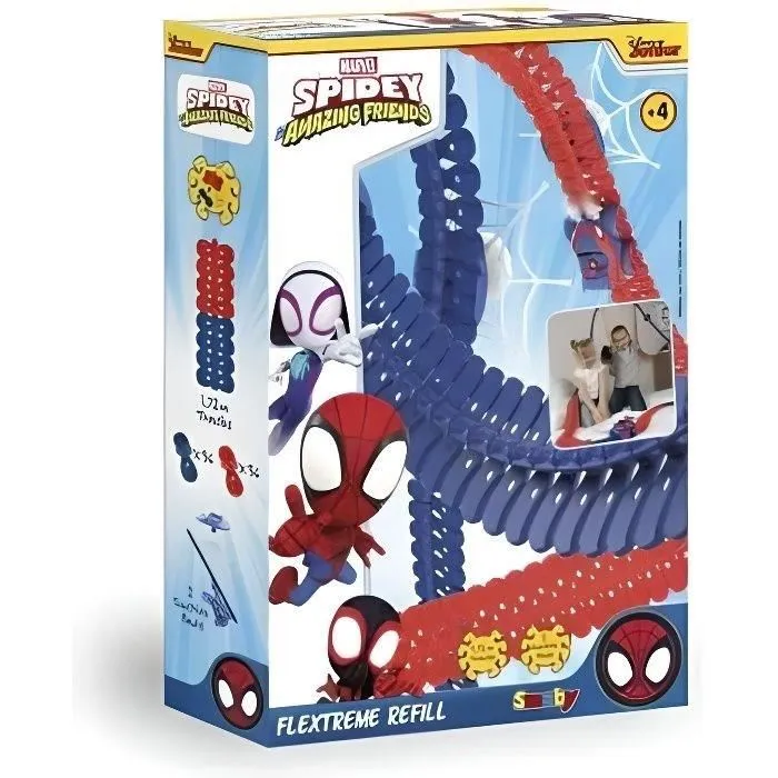 Smoby Recharge Flextreme Spidey - 72 Pistes de Circuit de Voiture avec 2 Ventouses de Fixation en Toile d'Araignée - Extension pour Circuit Flextreme à partir de 4 ans Smoby Recharge Flextreme Spidey - 72 Pistes de Circuit de Voiture avec 2 Ventouses de Fixation en Toile d'Araignée - Extension pour Circuit Flextreme à partir de 4 ans