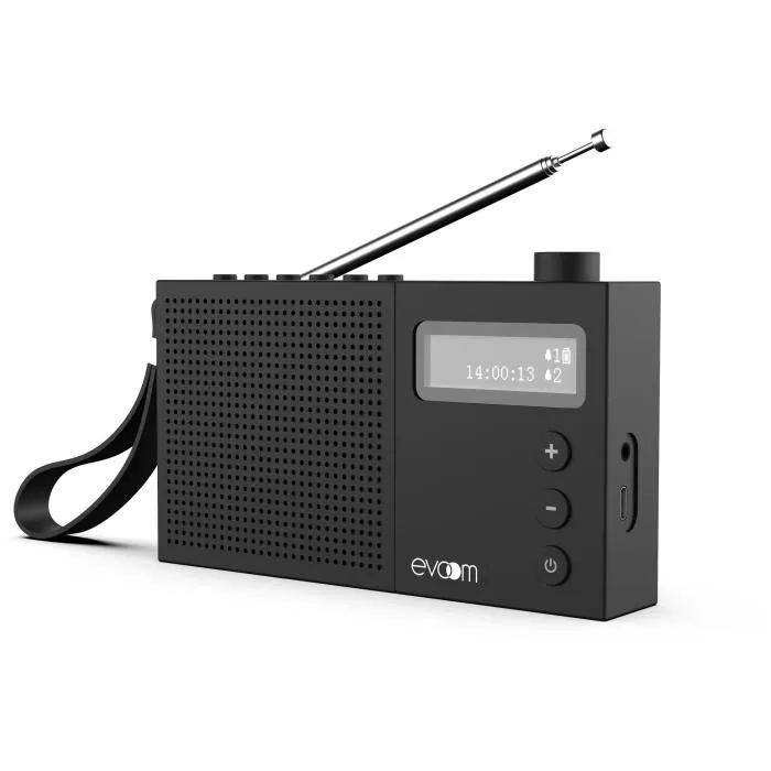 Evoom Radio-réveil EGY Noir, Radio FM et DAB+, Alarme Double, Affichage Rétroéclairé, Alimentation Piles et USB Evoom Radio-réveil EGY Noir, Radio FM et DAB+, Alarme Double, Affichage Rétroéclairé, Alimentation Piles et USB
