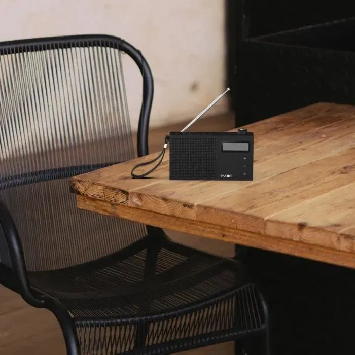 Evoom Radio-réveil EGY Noir, Radio FM et DAB+, Alarme Double, Affichage Rétroéclairé, Alimentation Piles et USB Evoom Radio-réveil EGY Noir, Radio FM et DAB+, Alarme Double, Affichage Rétroéclairé, Alimentation Piles et USB