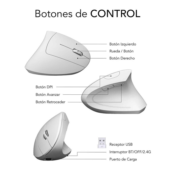 Souris Subblim SUBMO-EDGVW02 Blanc 1600 dpi