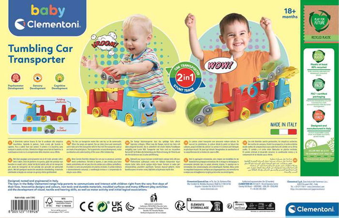 Clementoni Camion Garage et Remorque avec Tumbling Cars Clementoni Camion Garage et Remorque avec Tumbling Cars