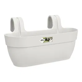 ELHO Balconnière Vibia Campana Easy Hanger Large - 7,5 L, 46 x 24 x 26,5 cm - Blanc Soie - Planteur rectangulaire pour extérieur avec système de drainage