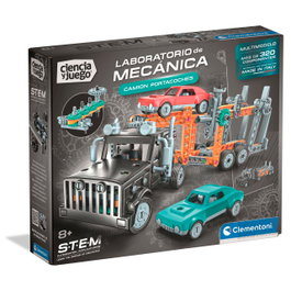 Clementoni Camion Porte-voitures Mechanics 55674 – Set de construction avec 180 pièces, à partir de 8 ans