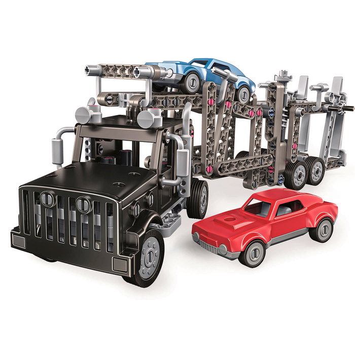 Clementoni Camion Porte-voitures Mechanics 55674 – Set de construction avec 180 pièces, à partir de 8 ans