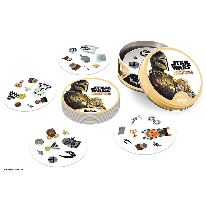 Asmodee - Jeu Dobble Edition Star Wars Mandalorian DOBSW01 - Jeu de cartes de rapidité en espagnol - Recommandé +8 ans