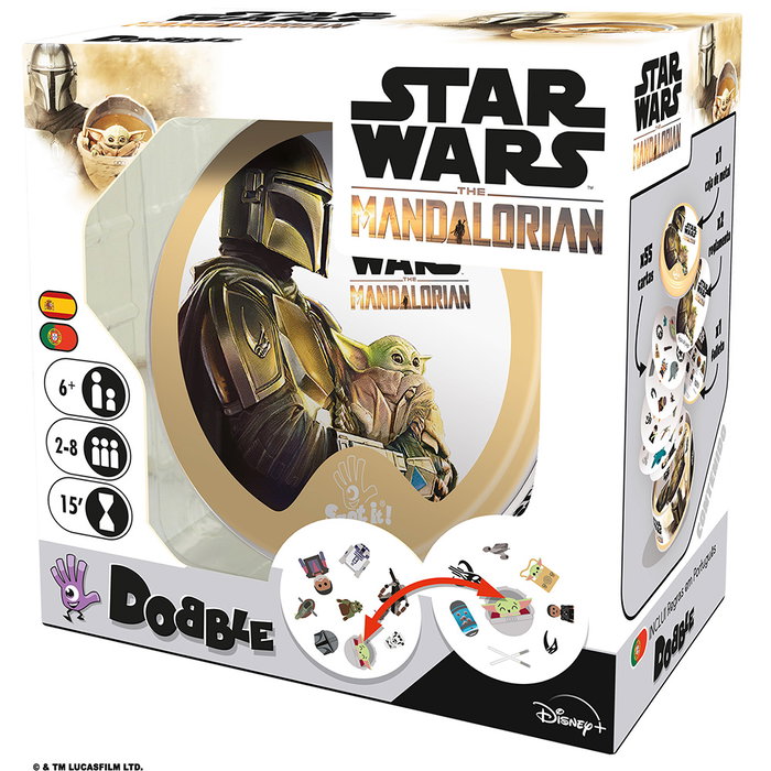 Asmodee - Jeu Dobble Edition Star Wars Mandalorian DOBSW01 - Jeu de cartes de rapidité en espagnol - Recommandé +8 ans