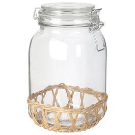Home Deco Factory Bocal en verre et rotin 1,5 L