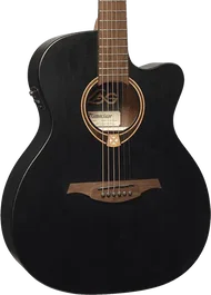 LAG Tramontane 70 Guitare Acoustique Auditorium Table Épicéa Massif Dos et Éclisses Acajou Noir Satiné
