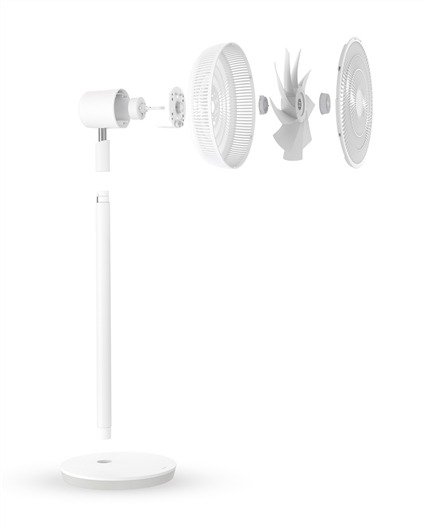 Duux DXCF60 Ventilateur de pied silencieux Essence blanc, 7 vitesses, oscillant, fonction nuit, très puissant (13 dB)