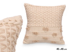 GIFTDECOR Lot de 6 coussins à pompons beige-naturel 45x45 cm