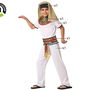 Déguisement Enfant Pharaon Égyptien Blanc et Doré pour Garçon 7-9 Ans - Costume 5 Pièces (Toc, Collier, T-shirt, Pantalon, Ceinture) - Thème Histoire