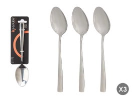 Kinvara Set de 3 cuillères en métal 6x23x2.5 cm - Inoxydable argenté (Set de 12)