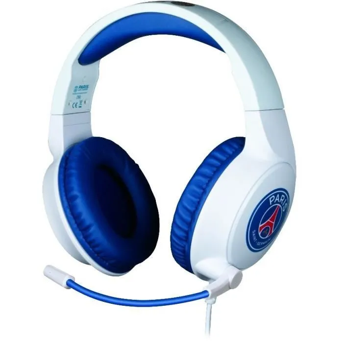 Konix - Casque gaming filaire avec microphone HD 45°, câble 1,5 m, audio 40 mm (20Hz-20kHz), confort Soft Touch, blanc et bleu
