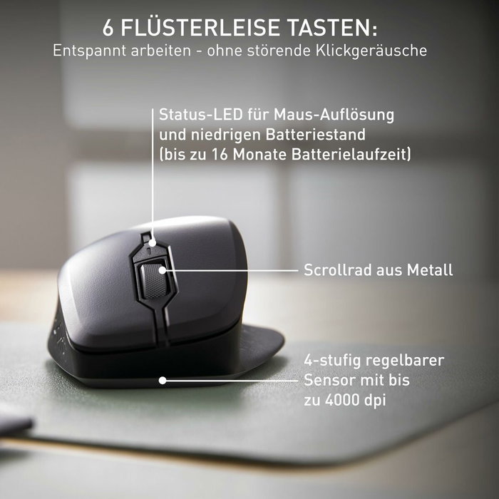 Cherry Stream Mouse Comfort - Souris ergonomique sans fil 4000 DPI Noir