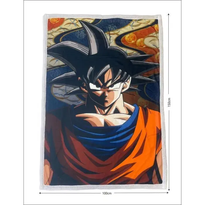 Dragon Ball Plaid Sherpa Dragon Ball Z - Goku 100 x 150 cm - Couverture polaire décorative