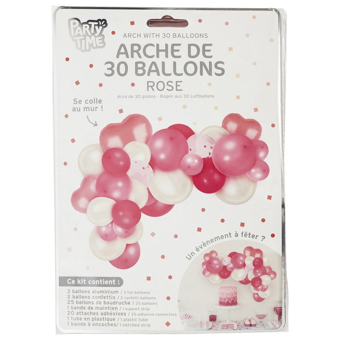 Party Time Arche de 30 Ballons Rose