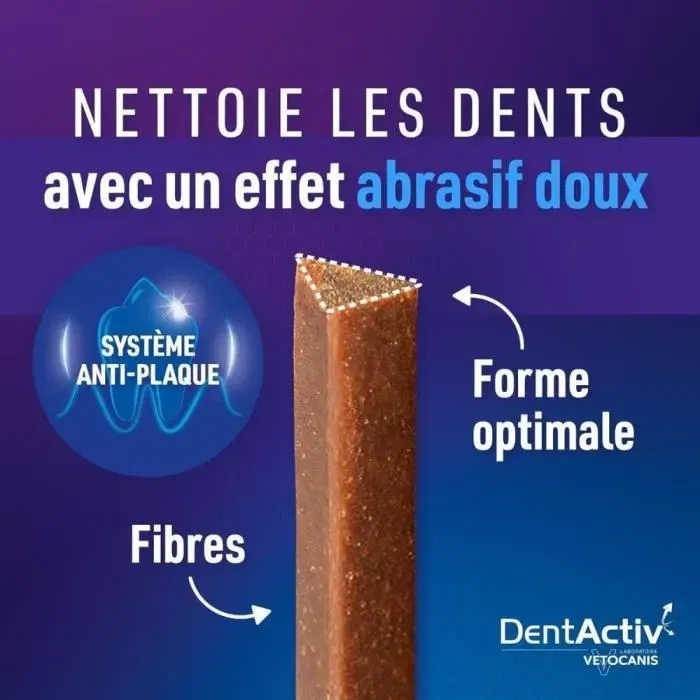 Vetocanis DentActiv - 10 Bâtonnets à Mâcher - Hygiène Bucco-Dentaire pour Chat - Au Poulet, sans Céréales, Anti-Plaque