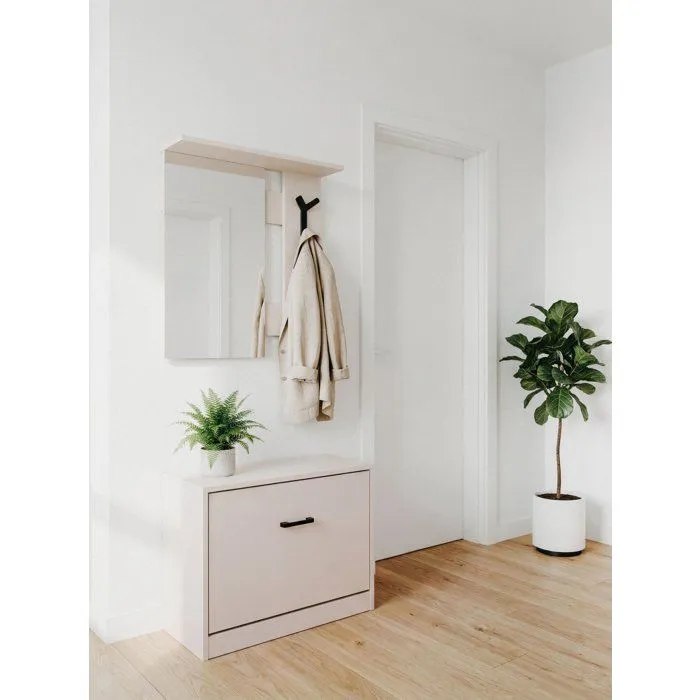 Vestiaire d'entrée Limone Décor sable - L65 x H180 x P25 cm