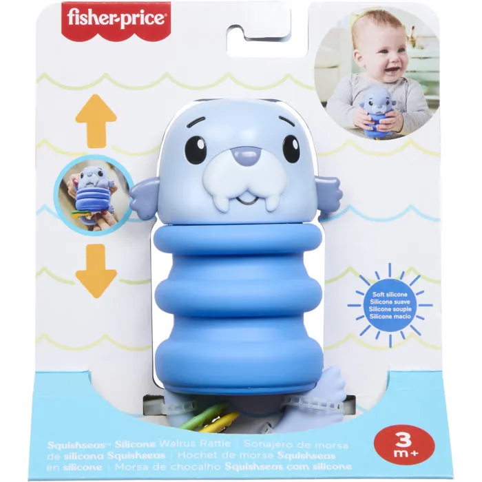 Fisher-Price - Hochets Amis de l'Océan - Jouet d'éveil avec différentes textures (tissus et silicones) - Pour bébé - Thème marin