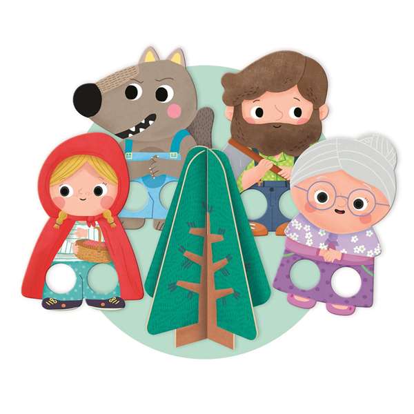 Diset Puzzle XXL Le Petit Chaperon Rouge - Puzzle de construction et livre d'histoire avec 30 pièces et marionnettes de doigt