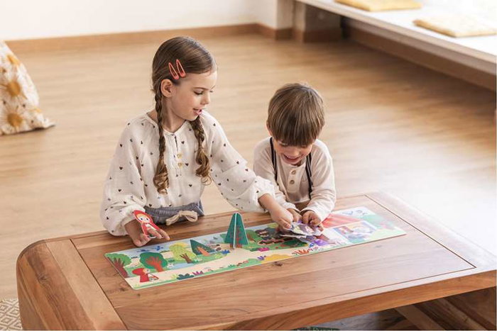Diset Puzzle XXL Le Petit Chaperon Rouge - Puzzle de construction et livre d'histoire avec 30 pièces et marionnettes de doigt