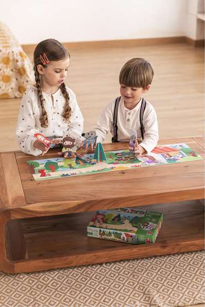 Diset Puzzle XXL Le Petit Chaperon Rouge - Puzzle de construction et livre d'histoire avec 30 pièces et marionnettes de doigt