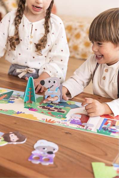 Diset Puzzle XXL Le Petit Chaperon Rouge - Puzzle de construction et livre d'histoire avec 30 pièces et marionnettes de doigt
