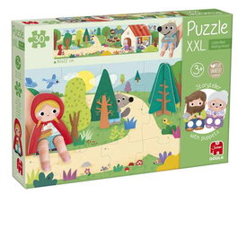 Diset Puzzle XXL Le Petit Chaperon Rouge - Puzzle de construction et livre d'histoire avec 30 pièces et marionnettes de doigt