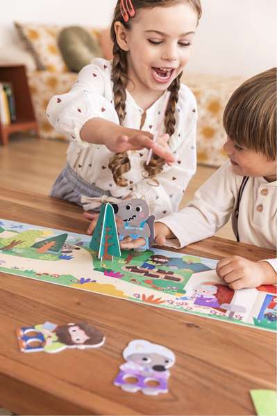 Diset Puzzle XXL Le Petit Chaperon Rouge - Puzzle de construction et livre d'histoire avec 30 pièces et marionnettes de doigt