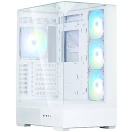 Zalman Boitier PC Gamer P40 Prism Plus - Moyen Tour ATX Blanc - Panneaux Verre Trempé - 4 Ventilateurs A-RGB - Ports USB 3.0 et Type-C