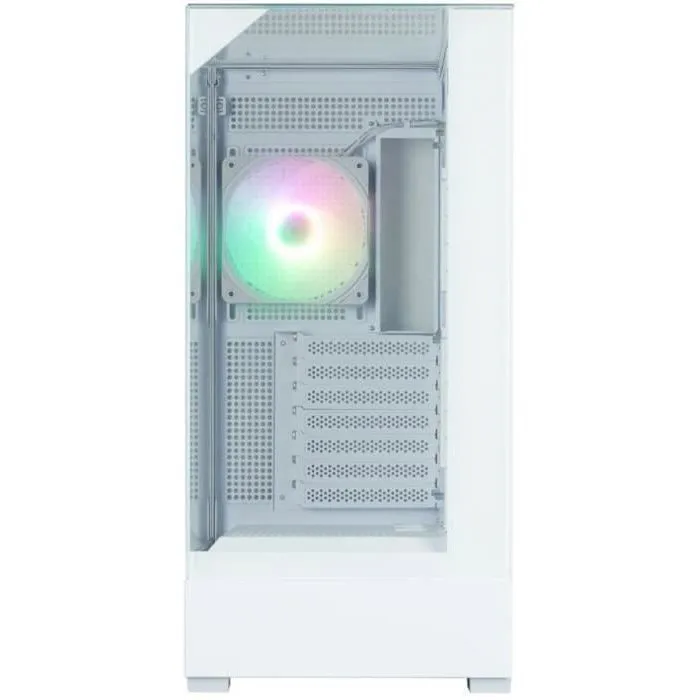 Zalman Boitier PC Gamer P40 Prism Plus - Moyen Tour ATX Blanc - Panneaux Verre Trempé - 4 Ventilateurs A-RGB - Ports USB 3.0 et Type-C