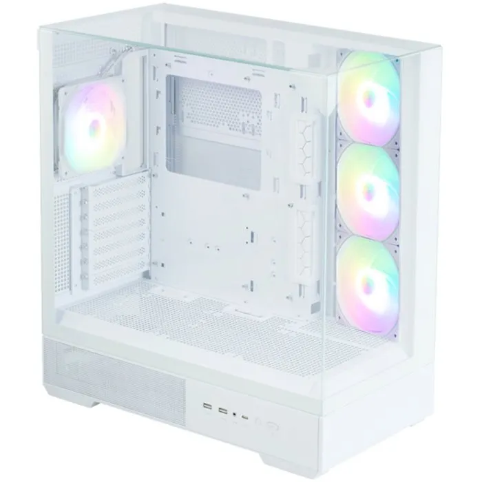 Zalman Boitier PC Gamer P40 Prism Plus - Moyen Tour ATX Blanc - Panneaux Verre Trempé - 4 Ventilateurs A-RGB - Ports USB 3.0 et Type-C
