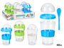 LEKNES Lot de contenants avec verre, cuillère et couvercle 400 ml - Assortiment 3 couleurs