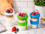 LEKNES Lot de contenants avec verre, cuillère et couvercle 400 ml - Assortiment 3 couleurs