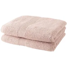 Today - Lot de 2 serviettes de bain 50x90 cm 100% coton 450 g/m² - Rose des sables