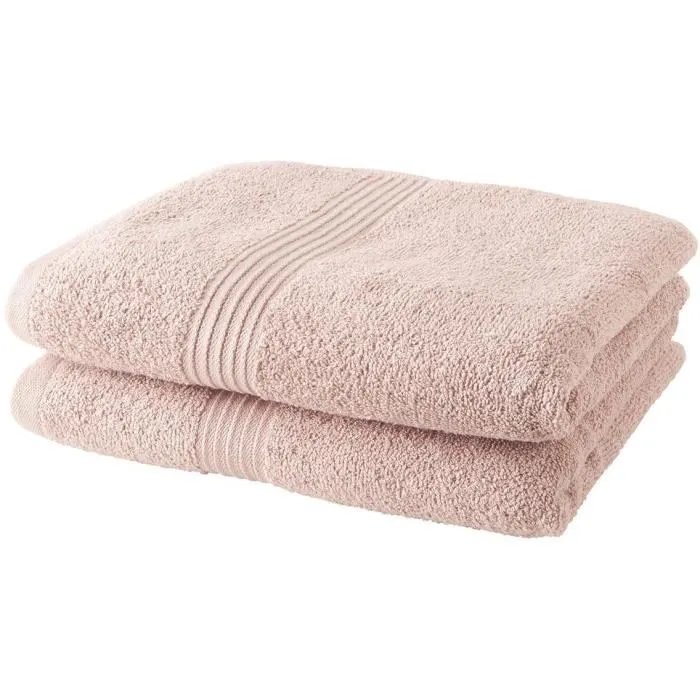 Today - Lot de 2 serviettes de bain 50x90 cm 100% coton 450 g/m² - Rose des sables Today - Lot de 2 serviettes de bain 50x90 cm 100% coton 450 g/m² - Rose des sables