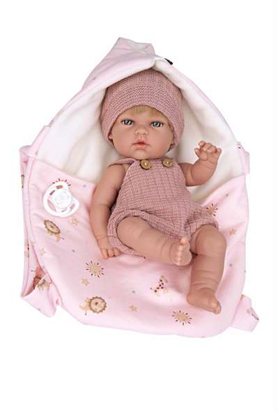 Muñecas Arias Muñeca Elegance, poupée fille 30 cm, corps vinyle, robe rose avec porte-bébé, âge recommandé 3 ans