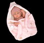 Muñecas Arias Muñeca Elegance, poupée fille 30 cm, corps vinyle, robe rose avec porte-bébé, âge recommandé 3 ans