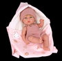 Muñecas Arias Muñeca Elegance, poupée fille 30 cm, corps vinyle, robe rose avec porte-bébé, âge recommandé 3 ans