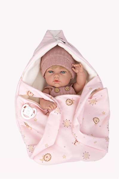 Muñecas Arias Muñeca Elegance, poupée fille 30 cm, corps vinyle, robe rose avec porte-bébé, âge recommandé 3 ans
