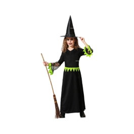 BigBuy Carnival Déguisement Sorcière pour Enfant Vert et Noir avec Chapeau