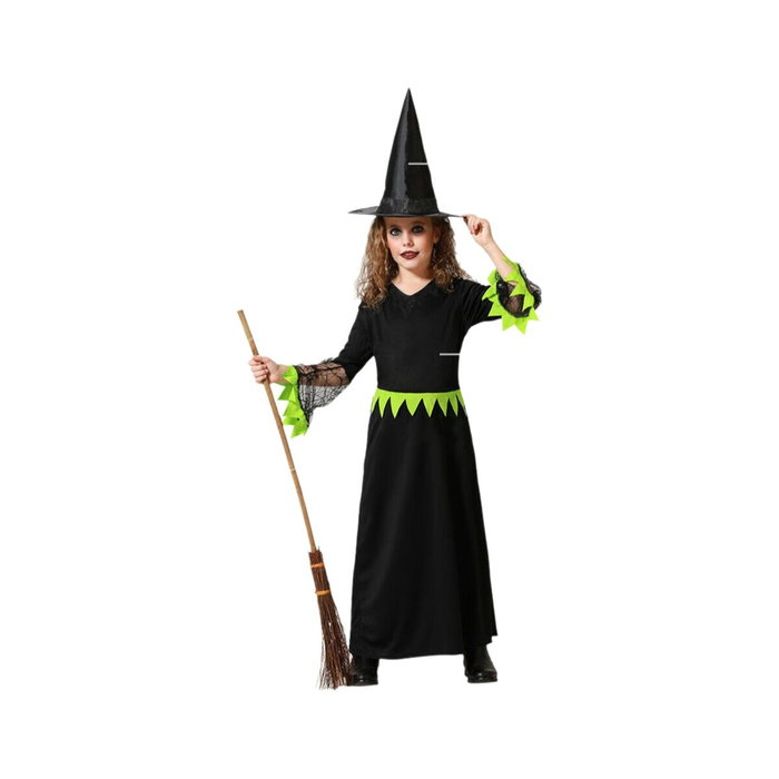 BigBuy Carnival Déguisement Sorcière pour Enfant Vert et Noir avec Chapeau BigBuy Carnival Déguisement Sorcière pour Enfant Vert et Noir avec Chapeau