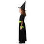 Déguisement Enfant Sorcière Robe Longue Vert et Noir avec Chapeau Pointu - Halloween - 5-6 Ans - En Polyester