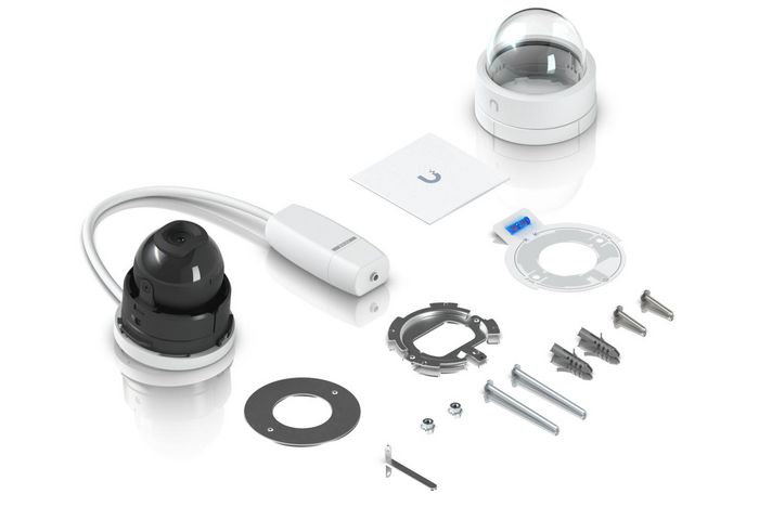 Ubiquiti Caméra de sécurité IP intérieure PoE 4MP (2K) avec vision nocturne IR, angle ultra-large 102.4°, détection IA, boîtier IK06 en alliage d'aluminium et polycarbonate