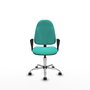 Chaise Algarra Contact permament de base Cuir écologique Turquoise Structure chromée Accoudoirs fixes Sans appui-tête Roulettes autofreinées