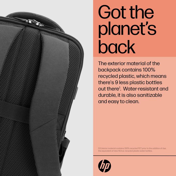 HP Sac à dos Renew Executive pour ordinateur portable 16" - Extension de rangement, port USB-C, fabrication en plastique recyclé