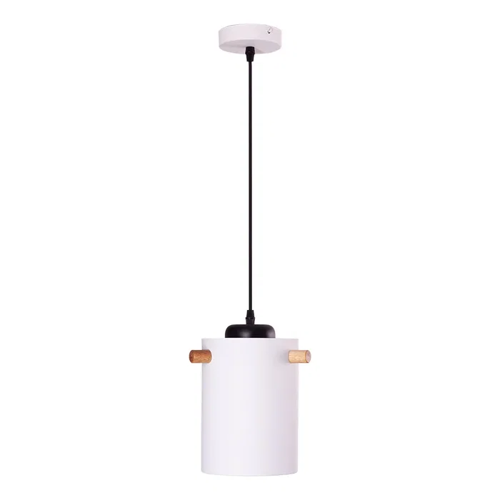 SKD Lâmpada Colgante Dahlia P1011-W - Lampe suspendue en métal et bois avec câble réglable, design moderne