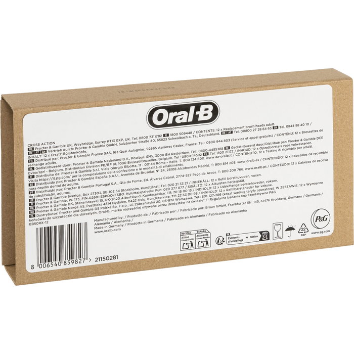 Oral-B Têtes de rechange Pro CrossAction, 12 pièces, Blanc