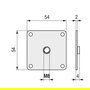 Q&Q Plaque carrée de fixation 54x54 mm - Métrique M8 - Finition Zingué - Pour charpentes métalliques et assemblages