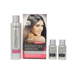 Kativa Kit Soin Alisant à la Kératine Xtreme Care Sans Lisseur - Lissage sans chaleur jusqu'à 30 jours, répare les pointes, avec shampooing et après-shampooing